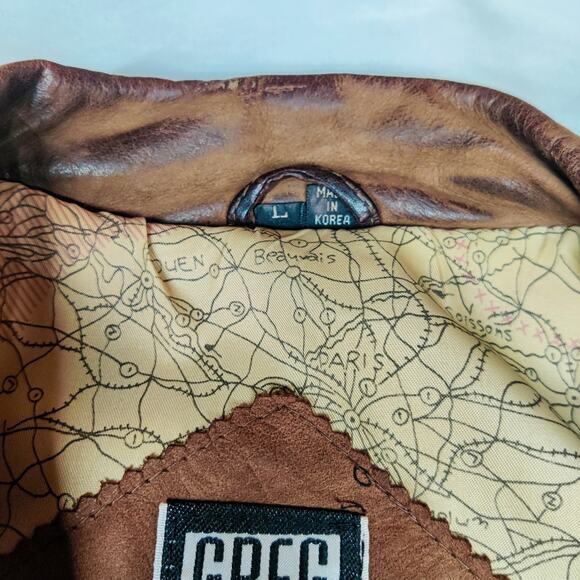 Vtg Greg Bell Brown Suede Leather Bomber Aviator Jacket Large Retro 90s Pilot - Picture 14 of 16